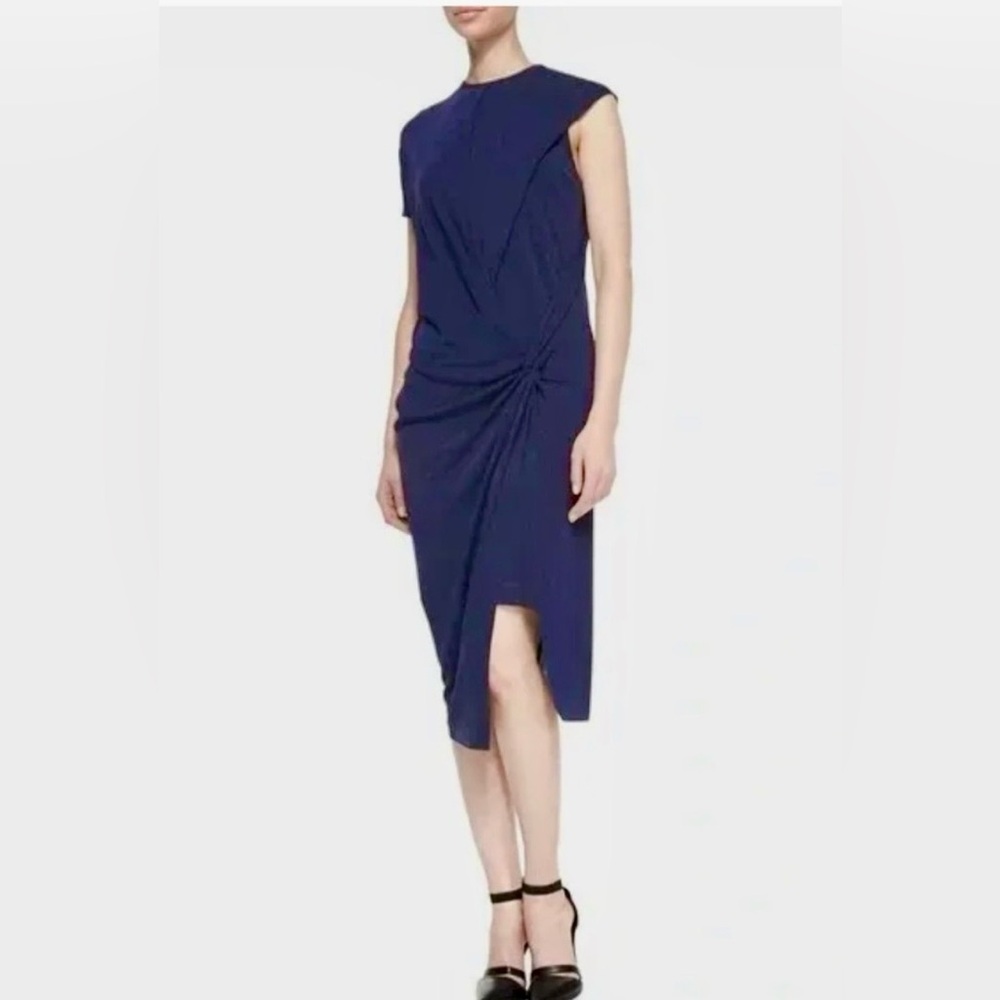 Helmut Lang  Dark Navy Twist Drape Asymmetric Dress. Very classy 💙